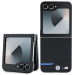 BMHCZF622NBCK - Coque 2 parties BMW pour Galaxy Z Flip 6 coloris noir et carbone ligne bleue