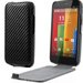 CARBOFLIPMOTOGNOIR - Etui coque noir aspect carbone pour Motorola Moto G DVX XT1032