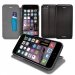 CASEBASEFOLIP655NOIR - Etui Folio noir métallisé satiné pour Apple iPhone 6s Plus de 5,5 pouces