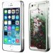 COVIP5LIQUIDSTARVERT - Coque rigide iPhone 5s collection Liquide Star vert avec étoiles et paillettes argentées