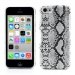 COVSERPENTIP5CBLANC - Coque arrière aspect serpent en relief iPhone 5c coloris blanc et noir