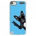 CRYSTOUCH5CHIENVBLEU - Coque rigide transparente pour Apple iPod Touch 5 avec impression Motifs chien à lunettes sur fond