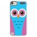 CRYSTOUCH5CHOUETTE3 - Coque rigide transparente pour Apple iPod Touch 5 avec impression Motifs chouette bleue et rose