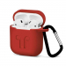 GEL-AIRPODROUGE - Coque souple en gel rouge pour boitier Apple Airpods avec mousqueton