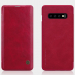 NILLKIN-QIN-S10PLUSROUGE - Etui Nillkin pour Galaxy S10+ coloris rouge rabat latéral fin