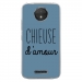 TPU0MOTOCPLUSCHIEUSEBLEU - Coque souple pour Motorola Moto C Plus avec impression Motifs Chieuse d'Amour bleu