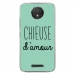 TPU0MOTOCPLUSCHIEUSETURQUOISE - Coque souple pour Motorola Moto C Plus avec impression Motifs Chieuse d'Amour turquoise
