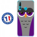 TPU0PSMART19CHOUETTE6 - Coque souple pour Huawei P Smart (2019) avec impression Motifs chouette endormie mauve et grise