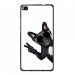 TPU1ASCENDP8CHIENVBLANC - Coque Souple en gel noir pour Huawei Ascend P8 avec impression Motifs chien à lunettes sur fond bla