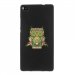 TPU1ASCENDP8CHOUETTE - Coque Souple en gel noir pour Huawei Ascend P8 avec impression Motifs chouette psychédélique
