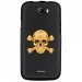 TPU1BARRYSKULLOR - Coque souple pour Wiko Barry avec impression Motifs tête de mort aspect or