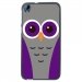 TPU1DES626CHOUETTE5 - Coque souple pour HTC Desire 626 avec impression Motifs chouette mauve et grise