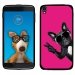TPU1IDOL355CHIENVFUSHIA - Coque Souple en gel pour Alcatel Idol 3 5,5 avec impression Motifs chien à lunettes sur fond fushia