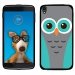 TPU1IDOL355CHOUETTE1 - Coque Souple en gel pour Alcatel Idol 3 5,5 avec impression Motifs chouette bleue et grise