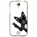 TPU1M330CHIENVBLANC - Coque souple pour Acer Liquid M330 avec impression Motifs chien à lunettes sur fond blanc