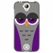 TPU1M330CHOUETTE6 - Coque souple pour Acer Liquid M330 avec impression Motifs chouette endormie mauve et grise