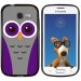 TPU1S7390CHOUETTE5 - Coque Souple en gel noir pour Galaxy Trend Lite avec impression Motifs chouette mauve et grise