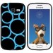 TPU1S7390RONDBLEU - Coque Souple en gel noir pour Galaxy Trend Lite avec impression Motifs ronds bleus
