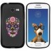 TPU1S7390SKULLFLEUR - Coque Souple en gel noir pour Galaxy Trend Lite avec impression Motifs crâne en fleurs sur fond noi