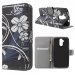 WALLETLIQUIDZ410FLOWBLANC - Etui portefeuille motifs fleurs blanches pour Acer Liquid Z410 rabat latéral articulé fonction 