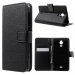 WALLGRAINWAXNOIR - Etui type portefeuille cuir noir pour Wiko Wax avec rabat latéral articulé stand