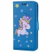 WALLICO-A32017BLEU - Housse Etui Galaxy A3-2017 Licorne avec strass et paillettes coloris bleu