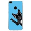 TPU0P8LITE17CHIENVBLEU - Coque souple pour Huawei P8 Lite 2017 avec impression Motifs chien à lunettes sur fond bleu