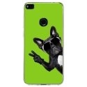 TPU0P8LITE17CHIENVVERT - Coque souple pour Huawei P8 Lite 2017 avec impression Motifs chien à lunettes sur fond vert