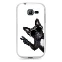 TPU0S7390CHIENVBLANC - Coque Souple en gel transparente pour Galaxy Trend Lite avec impression Motifs chien à lunettes sur