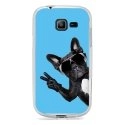 TPU0S7390CHIENVBLEU - Coque Souple en gel transparente pour Galaxy Trend Lite avec impression Motifs chien à lunettes sur