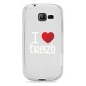 TPU0S7390COEURBREIZH - Coque Souple en gel transparente pour Galaxy Trend Lite avec impression Motifs coeur rouge I Love Br