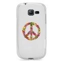 TPU0S7390PEACELOVE - Coque Souple en gel transparente pour Galaxy Trend Lite avec impression Motifs Peace and Love fleuri