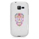 TPU0S7390SKULLFLEUR - Coque Souple en gel transparente pour Galaxy Trend Lite avec impression Motifs crâne en fleurs sur 