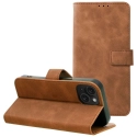 WALLTENDER-IP16CAMEL - Etui type portefeuille iPhone 16 camel avec rabat latéral fonction stand