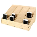 WOODBOX-48 - Boite Rangement en bois pour smartphone 48 emplacements