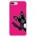 TPU0IP7PLUSCHIENVFUSHIA - Coque souple pour Apple iPhone 7 Plus avec impression Motifs chien à lunettes sur fond fushia