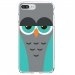 TPU0IP7PLUSCHOUETTE2 - Coque souple pour Apple iPhone 7 Plus avec impression Motifs chouette endormie bleue et grise