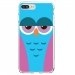 TPU0IP7PLUSCHOUETTE4 - Coque souple pour Apple iPhone 7 Plus avec impression Motifs chouette endormie bleue et rose