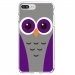 TPU0IP7PLUSCHOUETTE5 - Coque souple pour Apple iPhone 7 Plus avec impression Motifs chouette mauve et grise