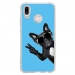 TPU0P20LITECHIENVBLEU - Coque souple pour Huawei P20 Lite avec impression Motifs chien à lunettes sur fond bleu