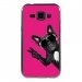 TPU1GALJ1CHIENVFUSHIA - Coque souple pour Samsung Galaxy J1 SM-J100F avec impression Motifs chien à lunettes sur fond fushi