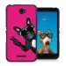 TPU1XPE4CHIENVFUSHIA - Coque Souple en gel noir pour Sony Xperia E4 avec impression Motifs chien à lunettes sur fond fushi