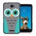 TPU1XPE4CHOUETTE1 - Coque Souple en gel noir pour Sony Xperia E4 avec impression Motifs chouette bleue et grise