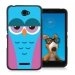 TPU1XPE4CHOUETTE4 - Coque Souple en gel noir pour Sony Xperia E4 avec impression Motifs chouette endormie rose et bleue