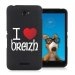 TPU1XPE4COEURBREIZH - Coque Souple en gel noir pour Sony Xperia E4 avec impression Motifs coeur rouge I Love Breizh