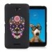 TPU1XPE4SKULLFLEUR - Coque Souple en gel noir pour Sony Xperia E4 avec impression Motifs crâne en fleurs sur fond noir