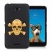 TPU1XPE4SKULLOR - Coque Souple en gel noir pour Sony Xperia E4 avec impression Motifs tête de mort aspect or