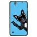 TPU1XPERIAC4CHIENVBLEU - Coque Souple en gel pour Sony Xperia C4 avec impression Motifs chien à lunettes sur fond bleu