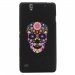 TPU1XPERIAC4SKULLFLEUR - Coque Souple en gel pour Sony Xperia C4 avec impression Motifs crâne en fleurs sur fond noir