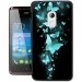 TPU1Z200PAPILLONSBLEUS - Coque Souple en gel noir pour Acer Z200 avec impression Motifs papillons bleus